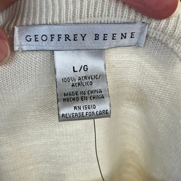 Geoffrey Beene Men's Cream And Grey Argyle Pullover Sweater Size L. NEW - Picture 7 of 8